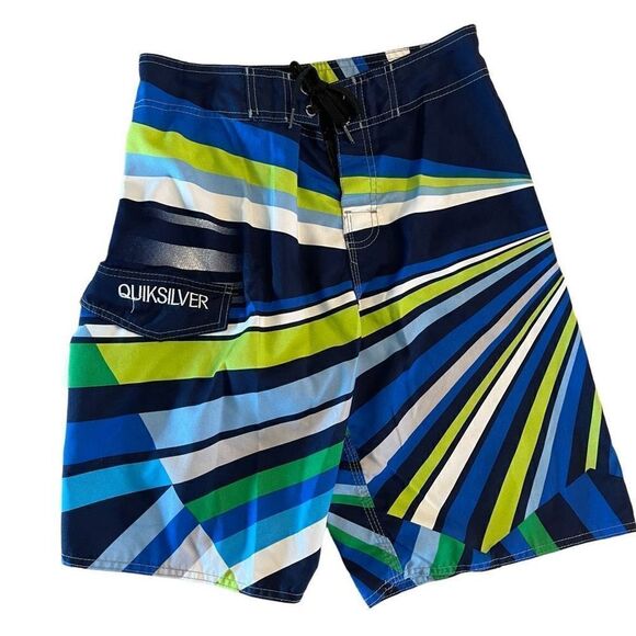 Quiksilver Board Shorts Mens Black Multicolour Sunburst Pocket Summer Surf Sz 30 - Picture 1 of 7